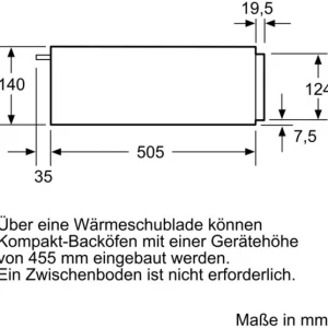 Siemens BI510CNR0 Wärmeschublade Edelstahl/schwarz 16