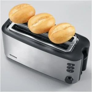 Severin AT 2509 Langschlitz-Toaster Edelstahl/schwarz 12
