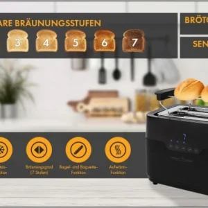 ProfiCook PC-TA 1244 Kompakt-Toaster Edelstahl/schwarz 18